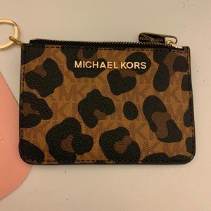 Michael Kors leopard keychain wallet
